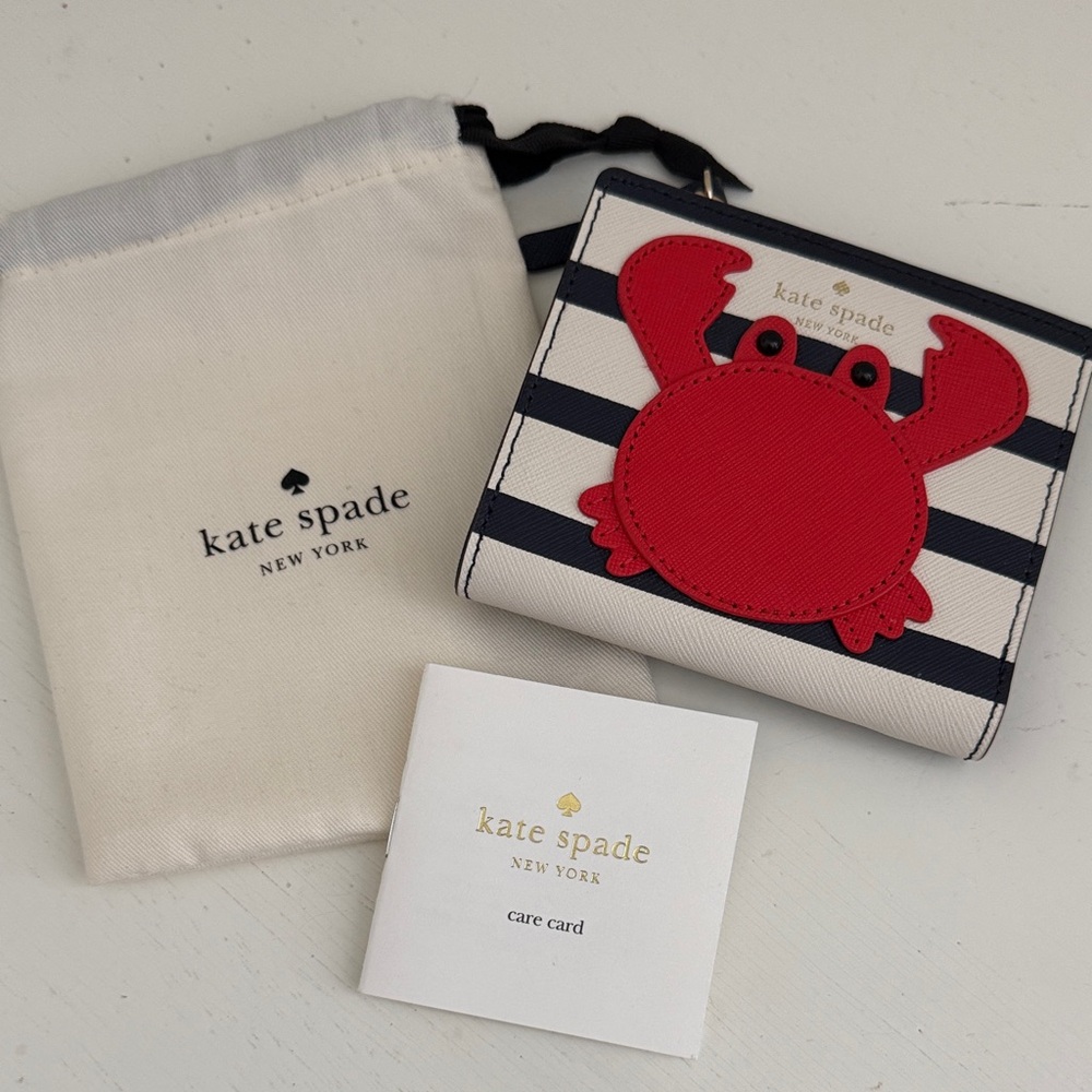 Kate Spade Striped Crab Wallet - Red and Black